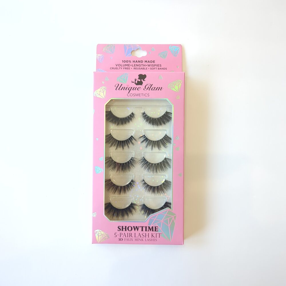 Unique Glam Cosmetics Showtime 5-Pair Lash Kit