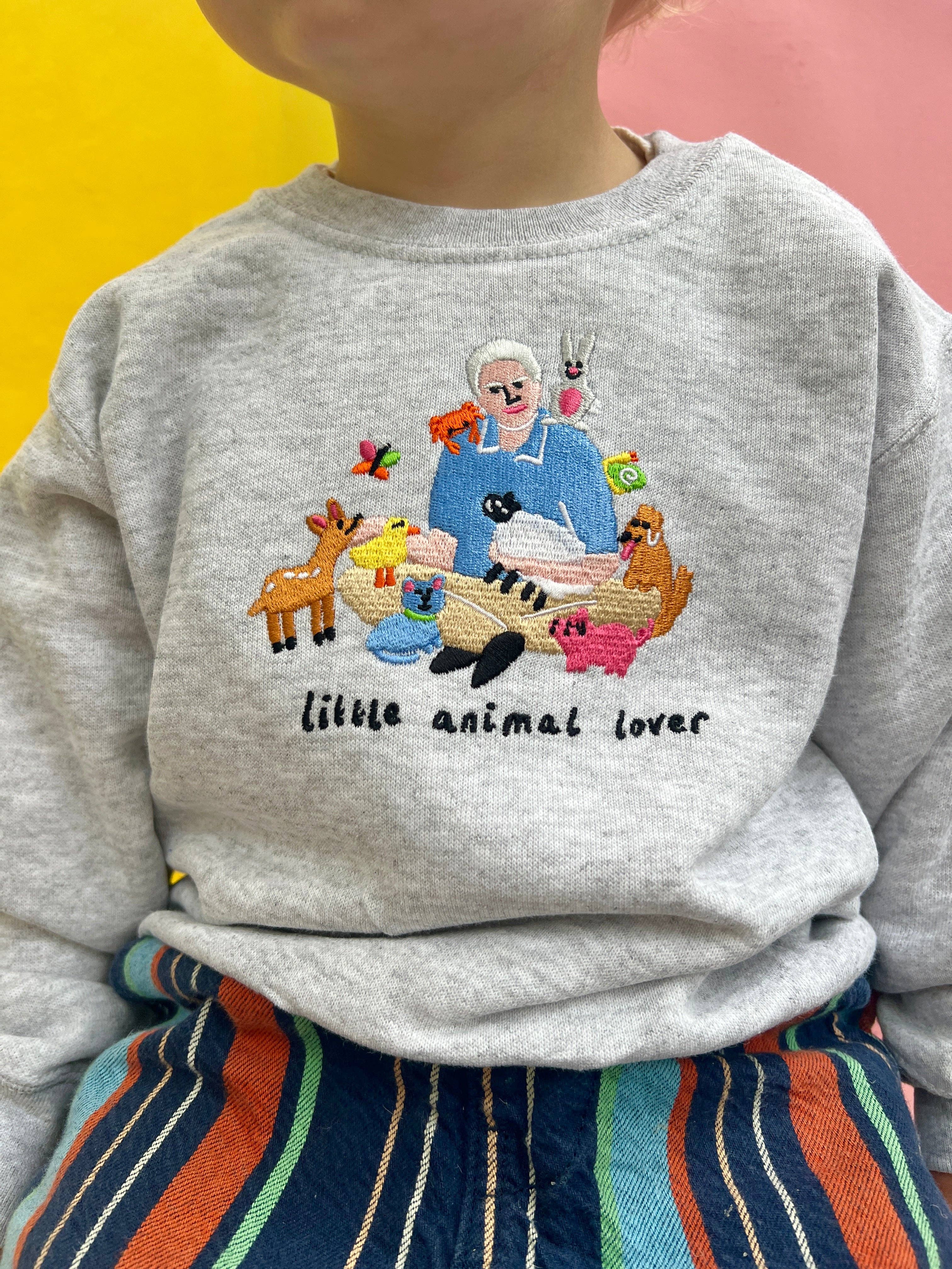 KIDS - Little Animal Lover Oversized Sweatshirt: Small, GREY