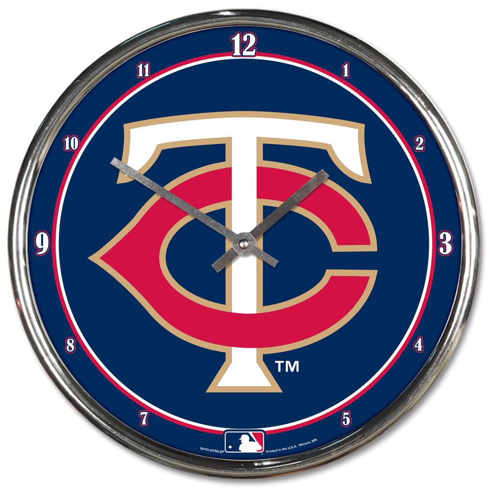 Minnesota Twins Round Chrome Wall Clock
