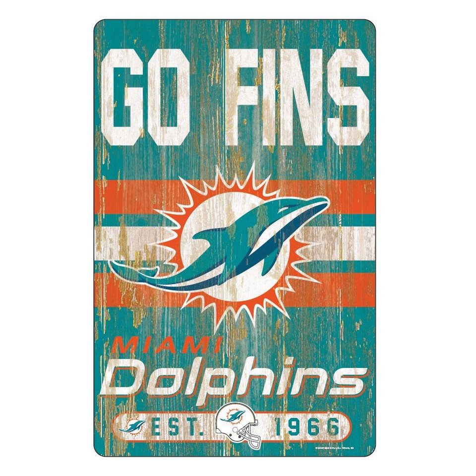 Miami Dolphins Wood Slogan Sign 11x17"