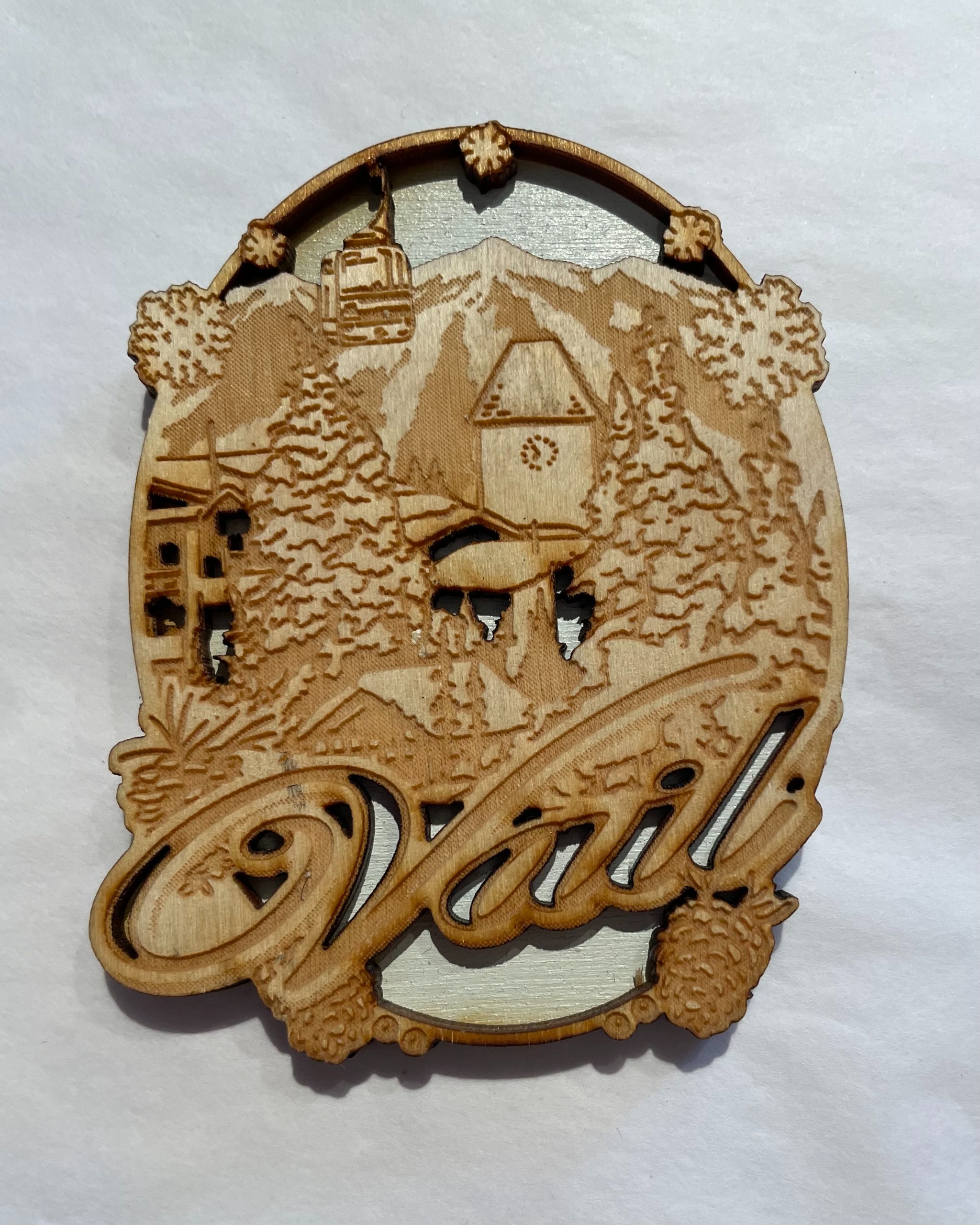 Vail Oval Lasercut Wood Magnet