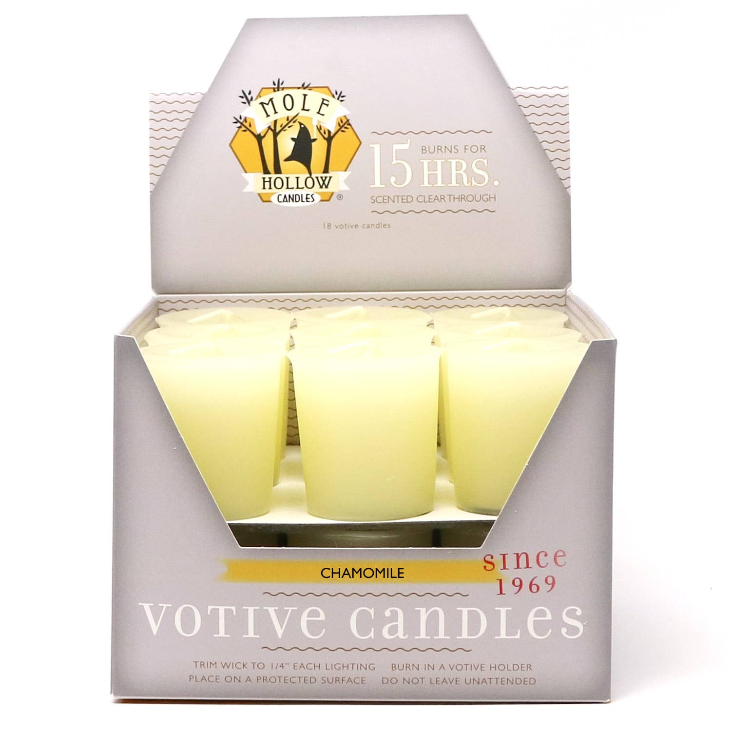 Chamomile Scented Votive Candles, Box of 18