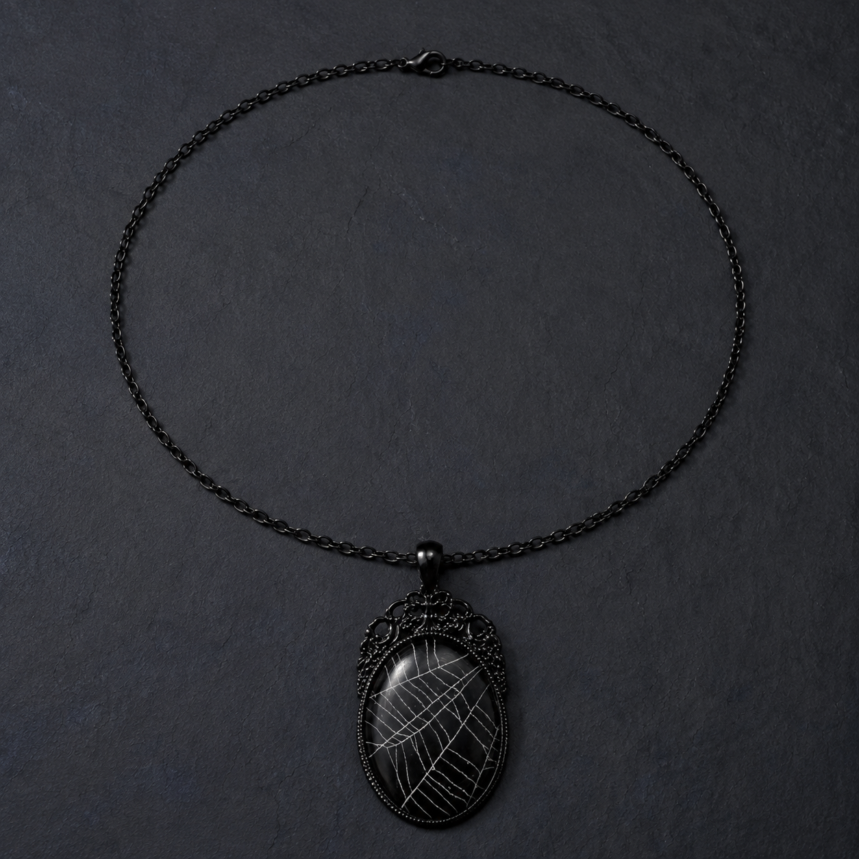 Real Spider Web Cabochon Necklace Large