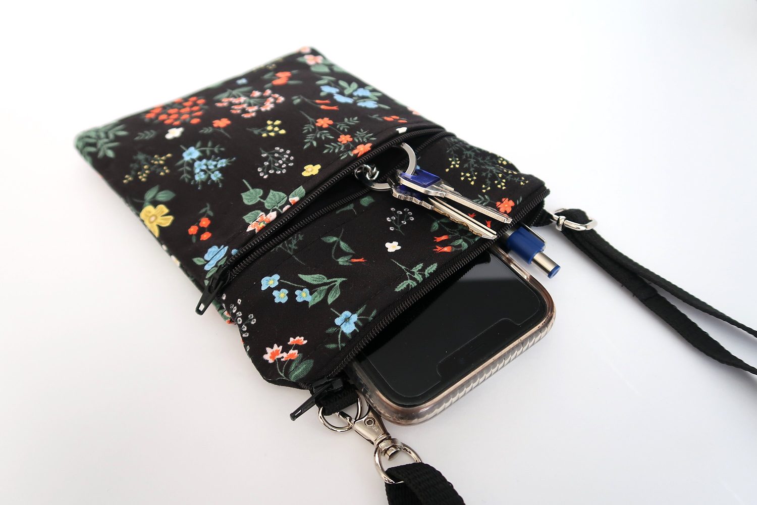Small Crossbody Bag – Wildflowers on Black, photo 3 of 6