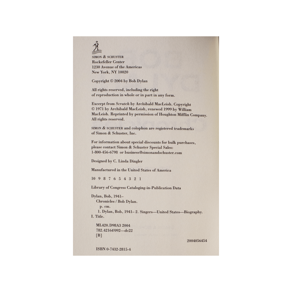 Dylan, Bob -- Chronicles [Book]