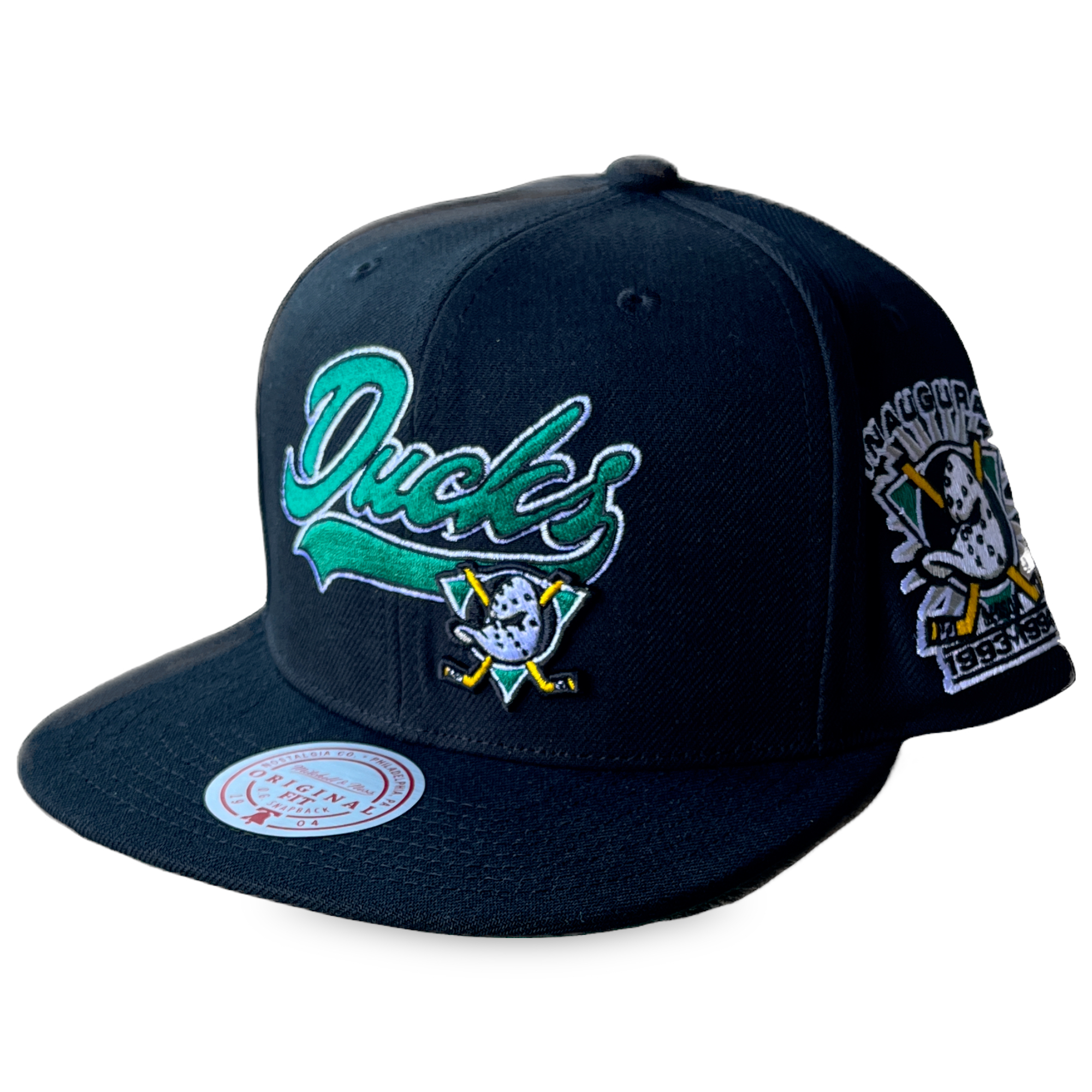 Anaheim Ducks 1993-94 Black Mitchell and Ness Inaugural Season Snapback Hat