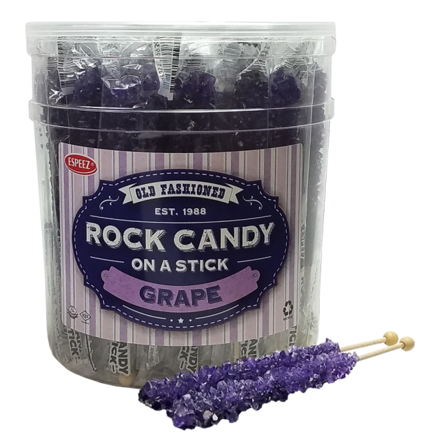 Espeez Purple Grape Rock Candy On a Stick Jar 36 ct 6.5 "