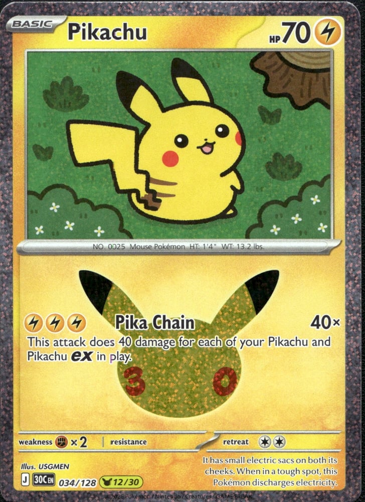 Pikachu - 30TH 34/128
