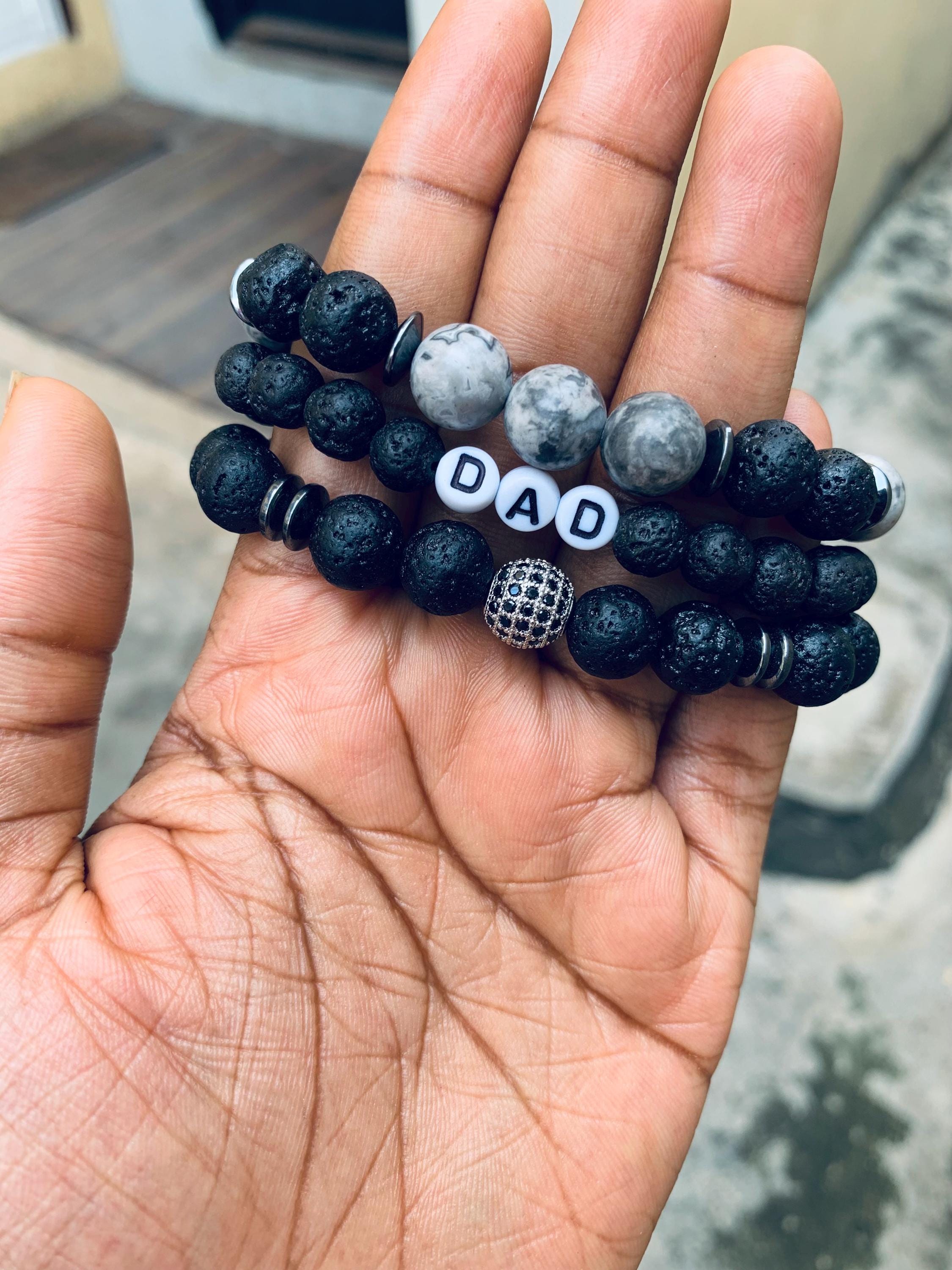 Custom Name Lava Rock Bracelet: Crown Shambala Beaded Gift view 4