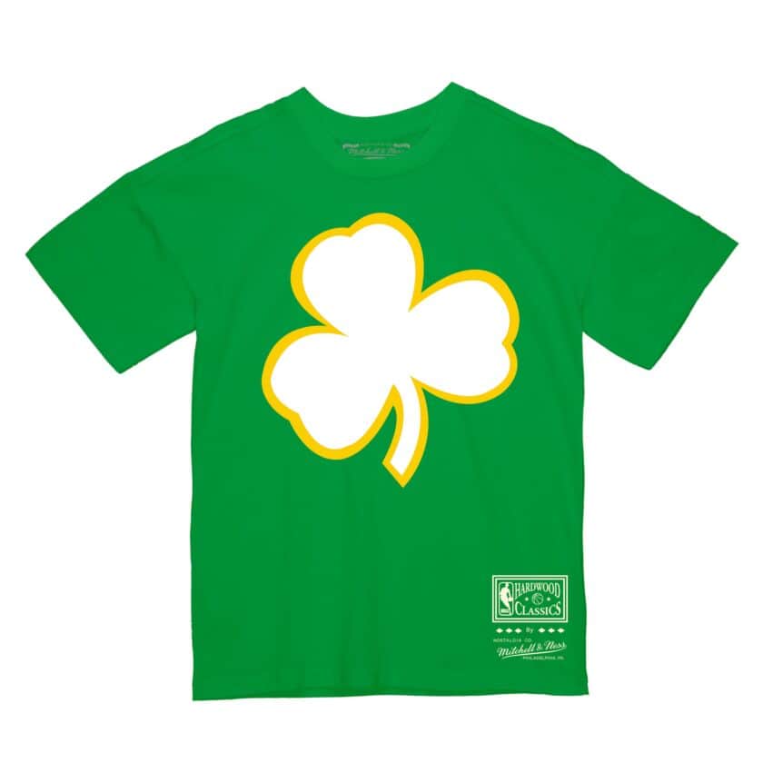 Boston Celtics Green Mitchell and Ness Shamrock Logo Shirt