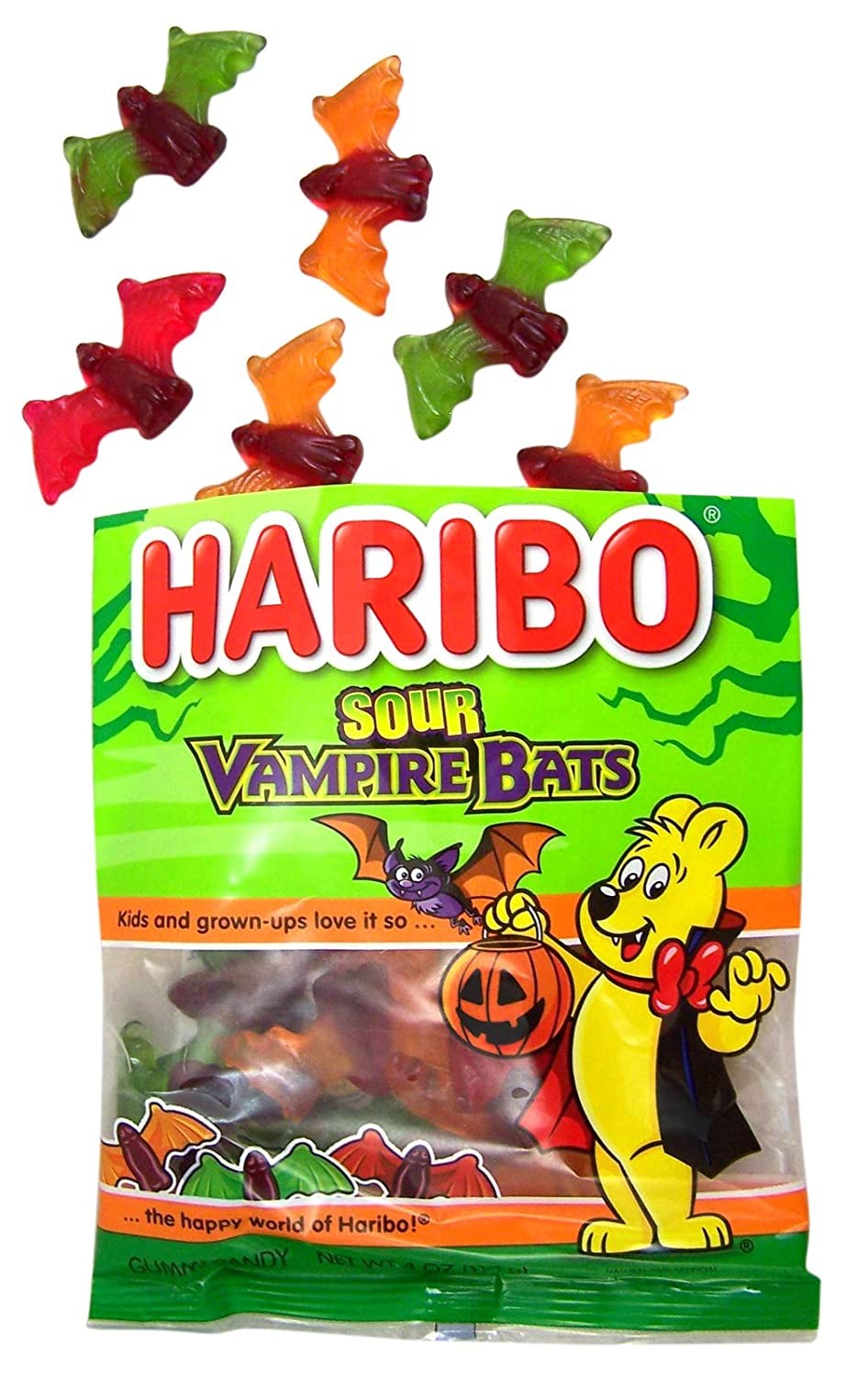 Haribo Halloween Sour Vampire Bats Gummy Candy 4oz 12ct