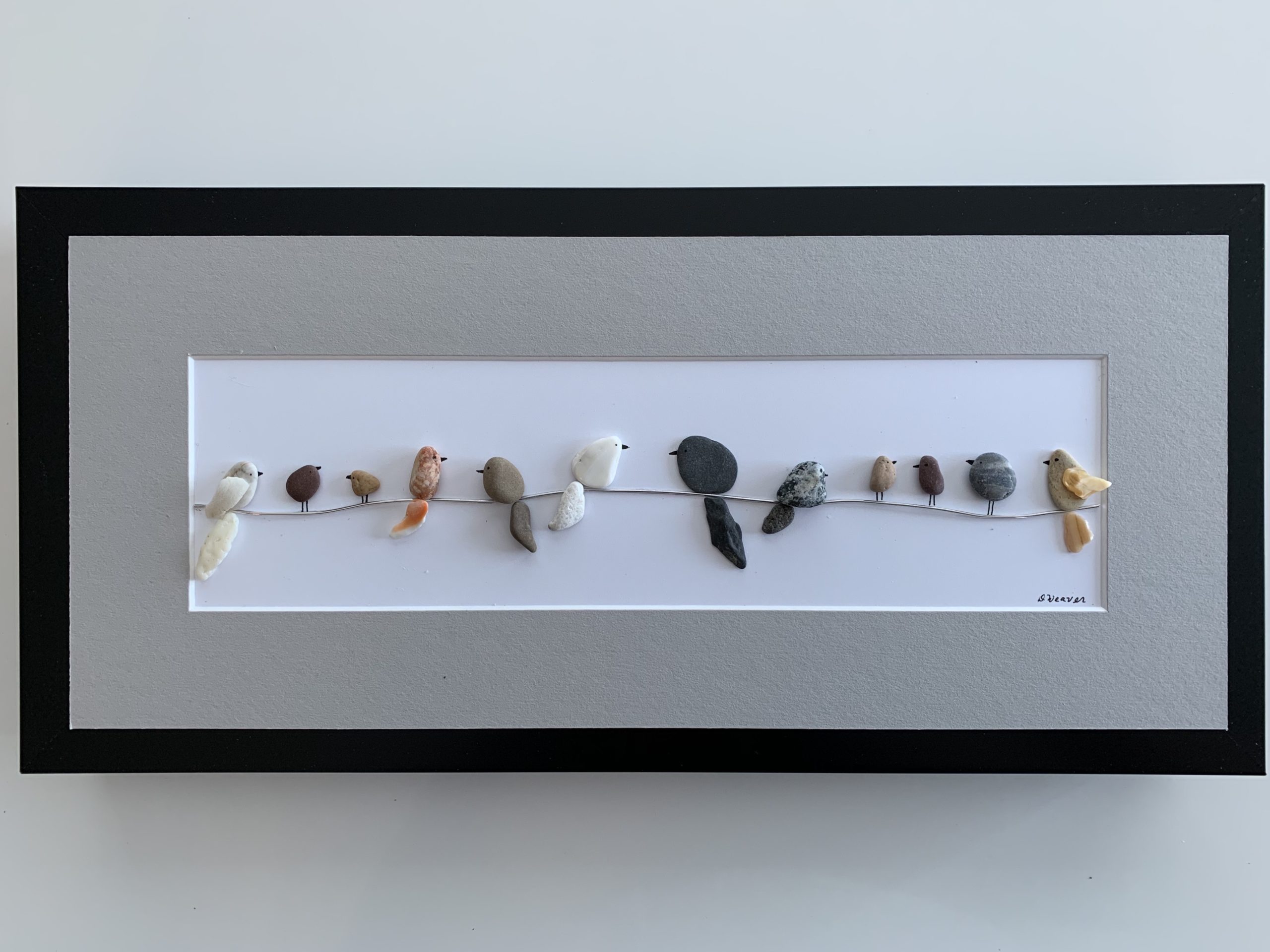 Birds on a Wire (Pebble Art-will replicate)