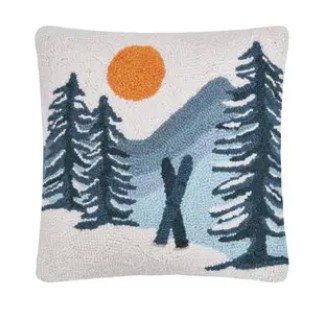 Ski Mountain Hooked Pillow