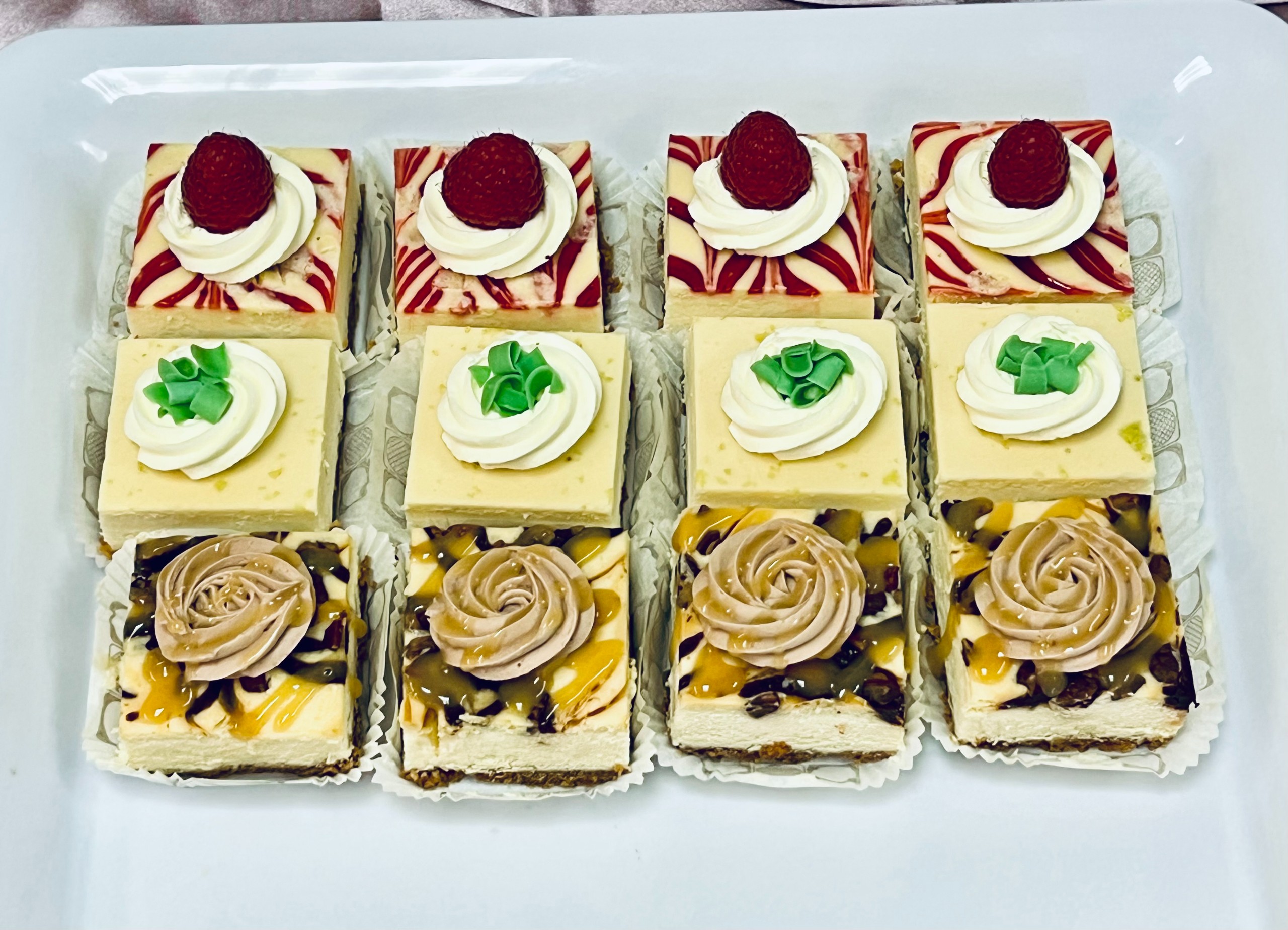 12 Pack Variety - Assorted Mini Cheesecake Bars – (Turtle, Key Lime & Raspberry White Chocolate)