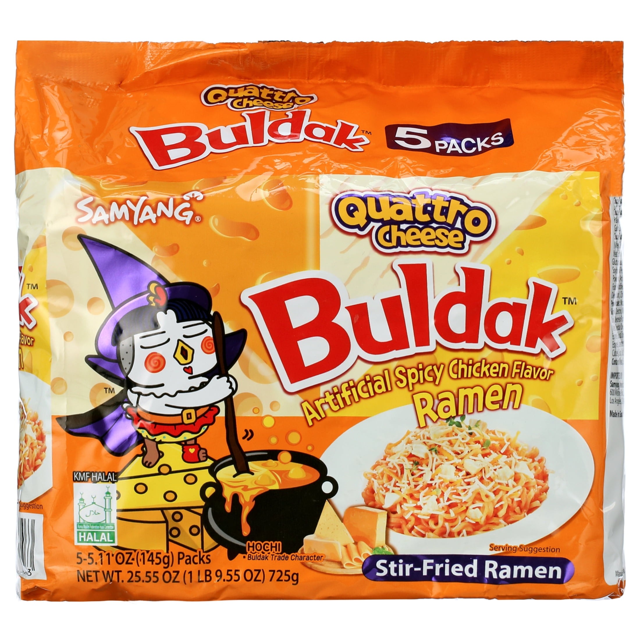 Samyang Buldak Quattro Cheese Spicy Hot Ramen Soup 5.11 oz 5 Pack