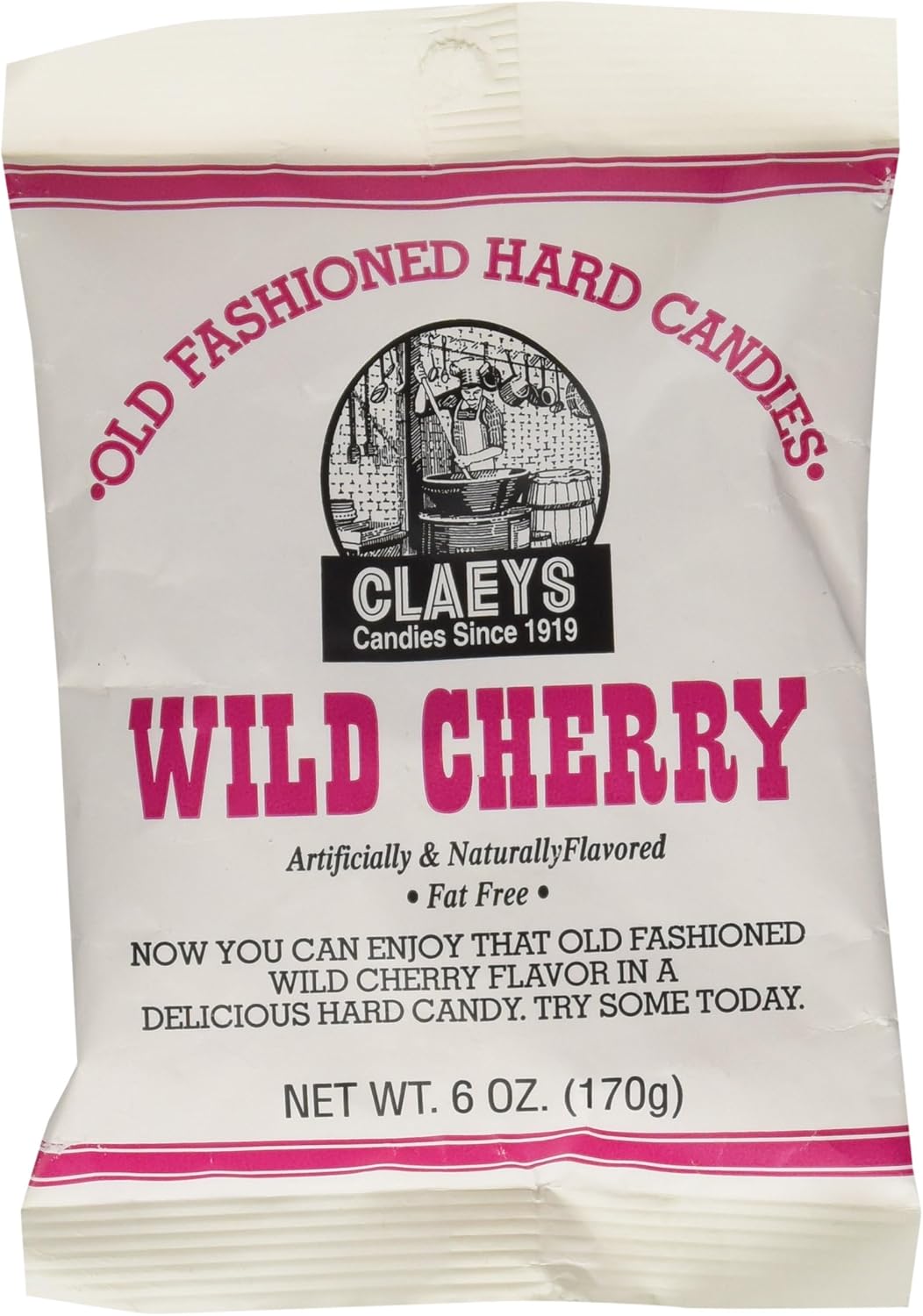 Claeys Old Fashioned Hard Candy Wild Cherry 6 oz Peg Bag 6 Pack