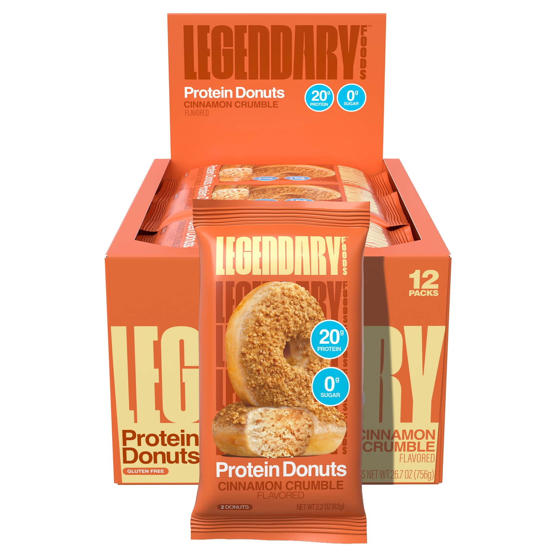 Legendary Protein Donuts Cinnamon Crumble 2.2 oz 12 ct