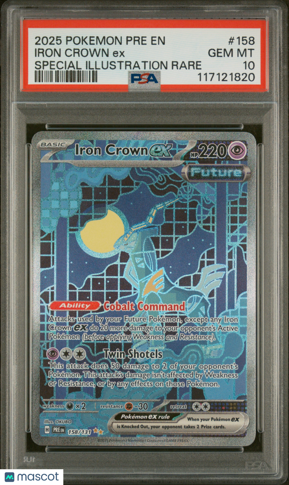 2025 Prismatic Evolutions Iron Crown EX Special Illustration Rare PSA 10 #158