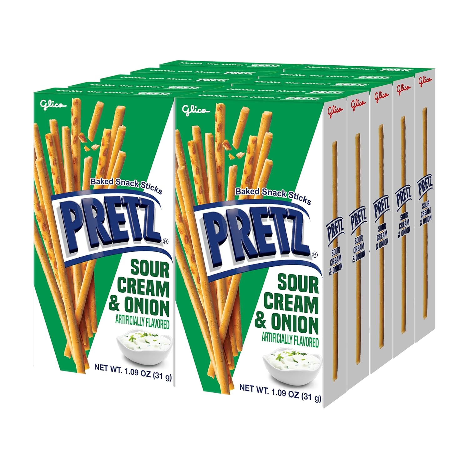 Glico Pocky Pretz Sour Cream & Onion Snack Sticks 1.09 oz 10ct