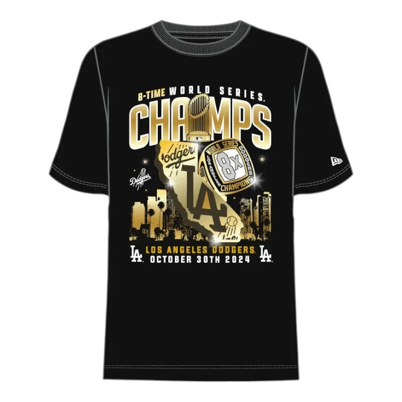 Los Angeles Dodgers 8X World Series Champions Black New Era Shirt