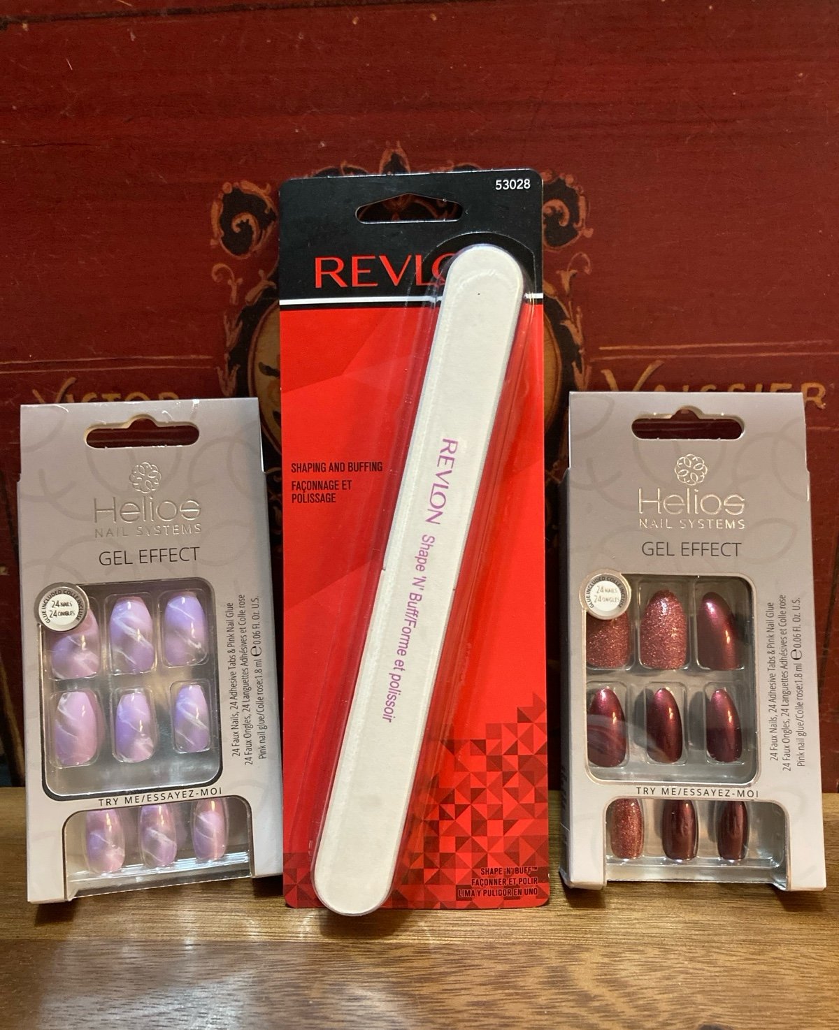 Press on Nails HELIOS GEL EFFECT Lot of 2 with REVELON Nail Buffer