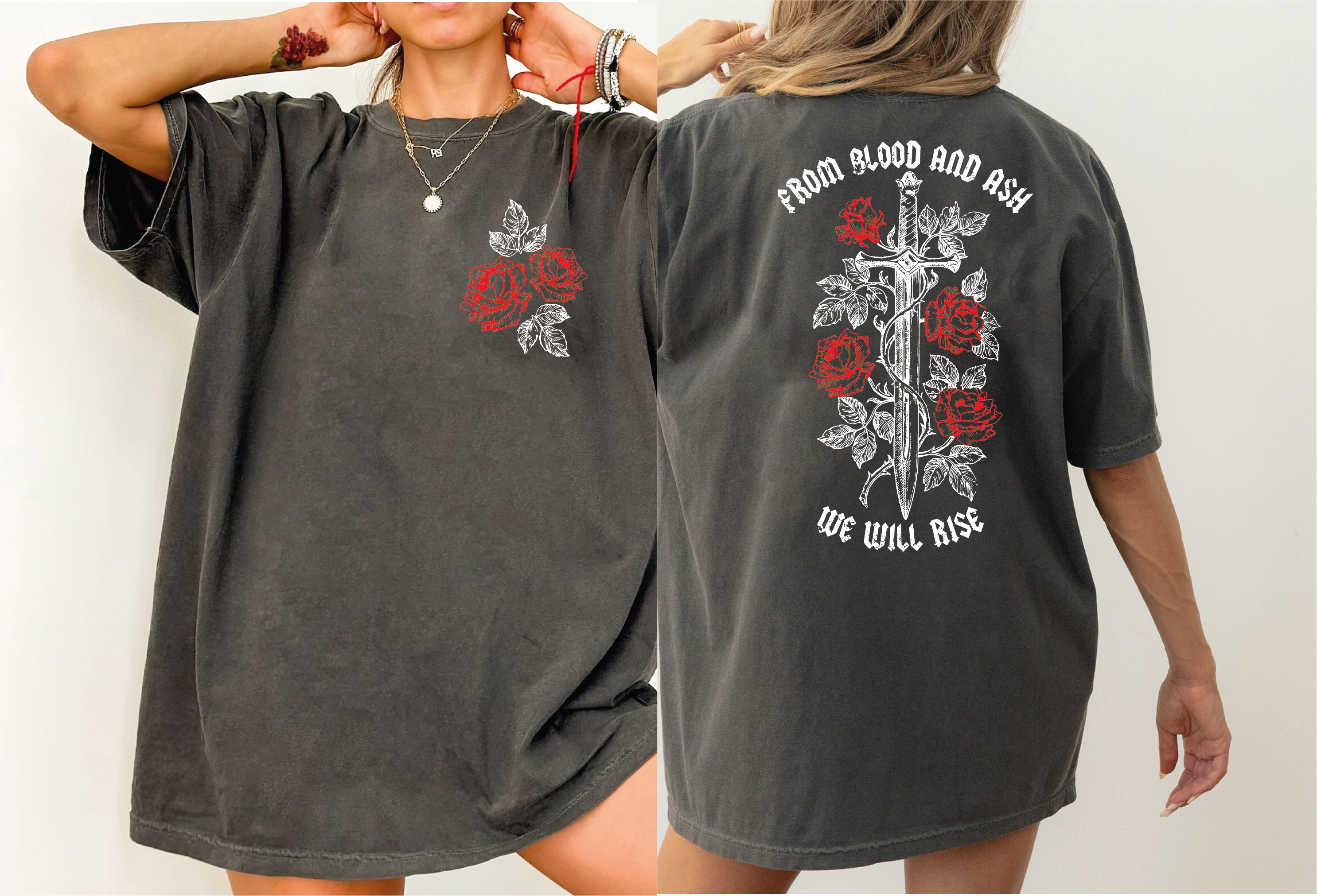 2XL From Blood and Ash We Will Rise Comfort Colors Shirt X616: Pepper, Unisex 2XL