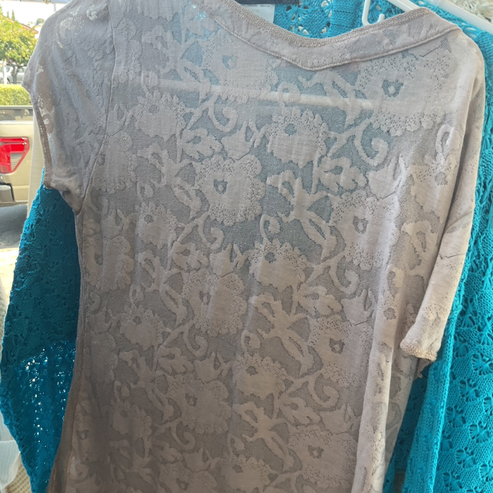 White Floral Embossed Top