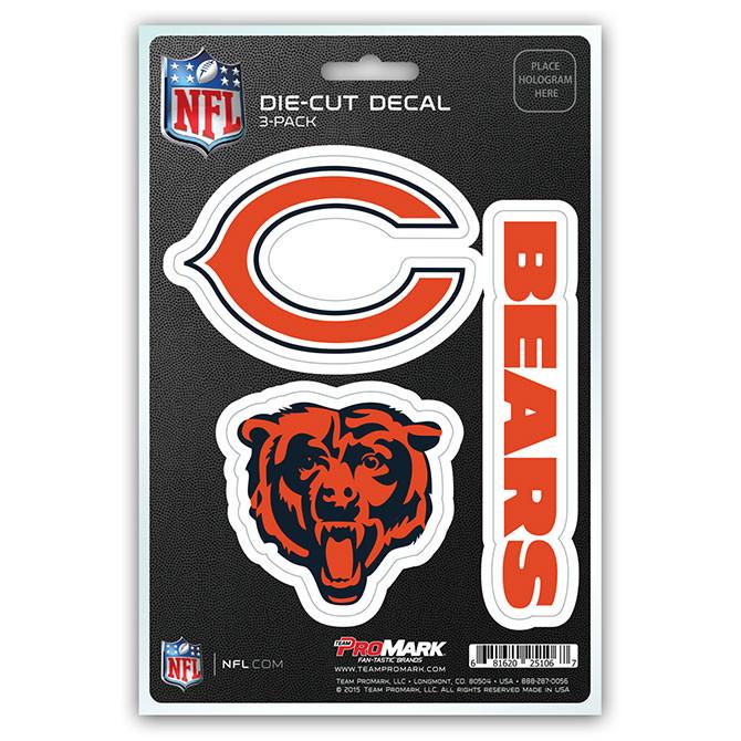 Chicago Bears Die Cut Team Decals 3pk