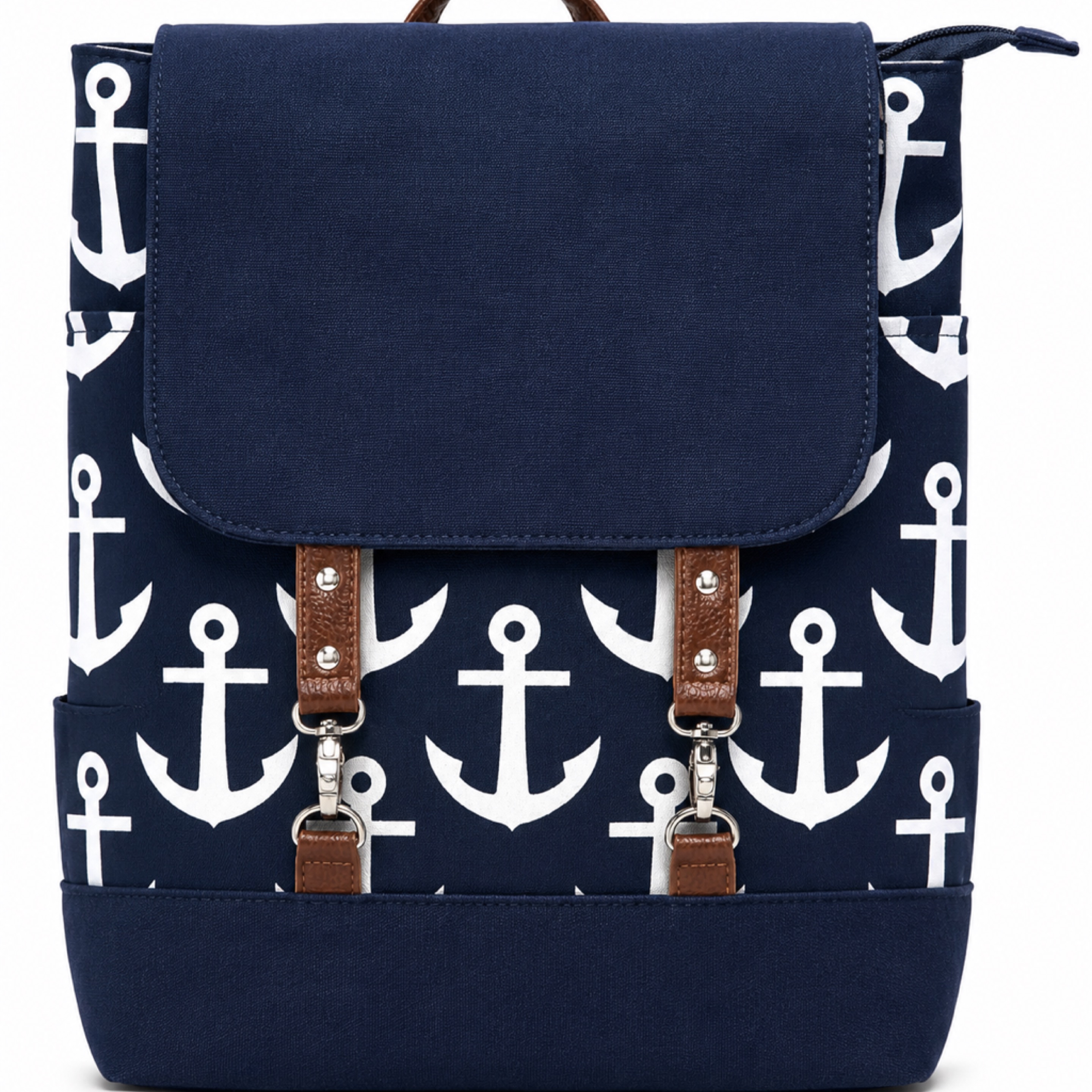 Navy Anchor Print Backpack