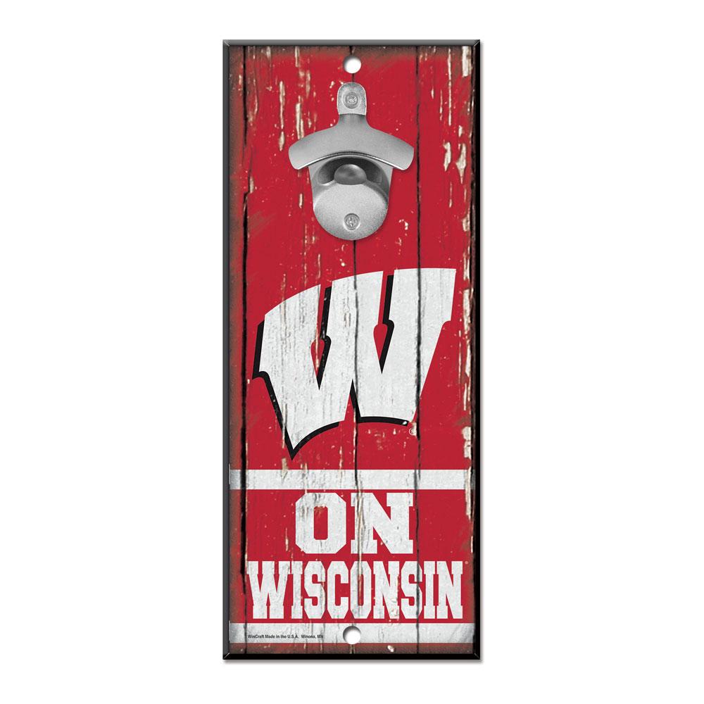 Wisconsin Badgers Wood Bottle Opener 5x11"