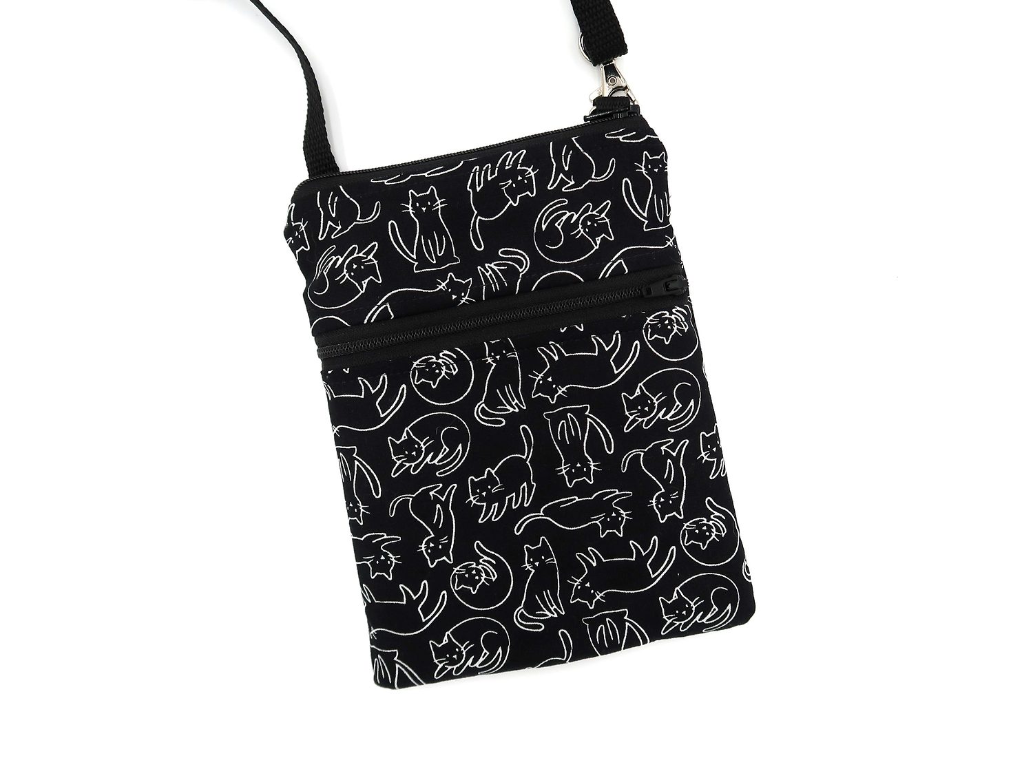 Small Crossbody Bag – Line Art Cats – handmade crossbody bag