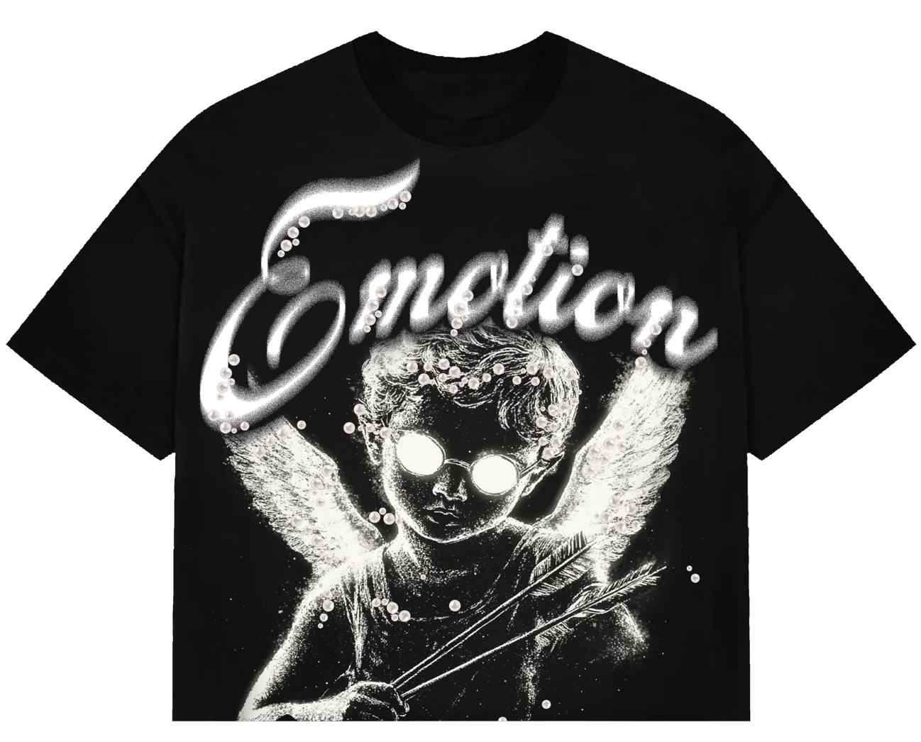 MIXED EMOTION Black “Pearl” Cropped Tee