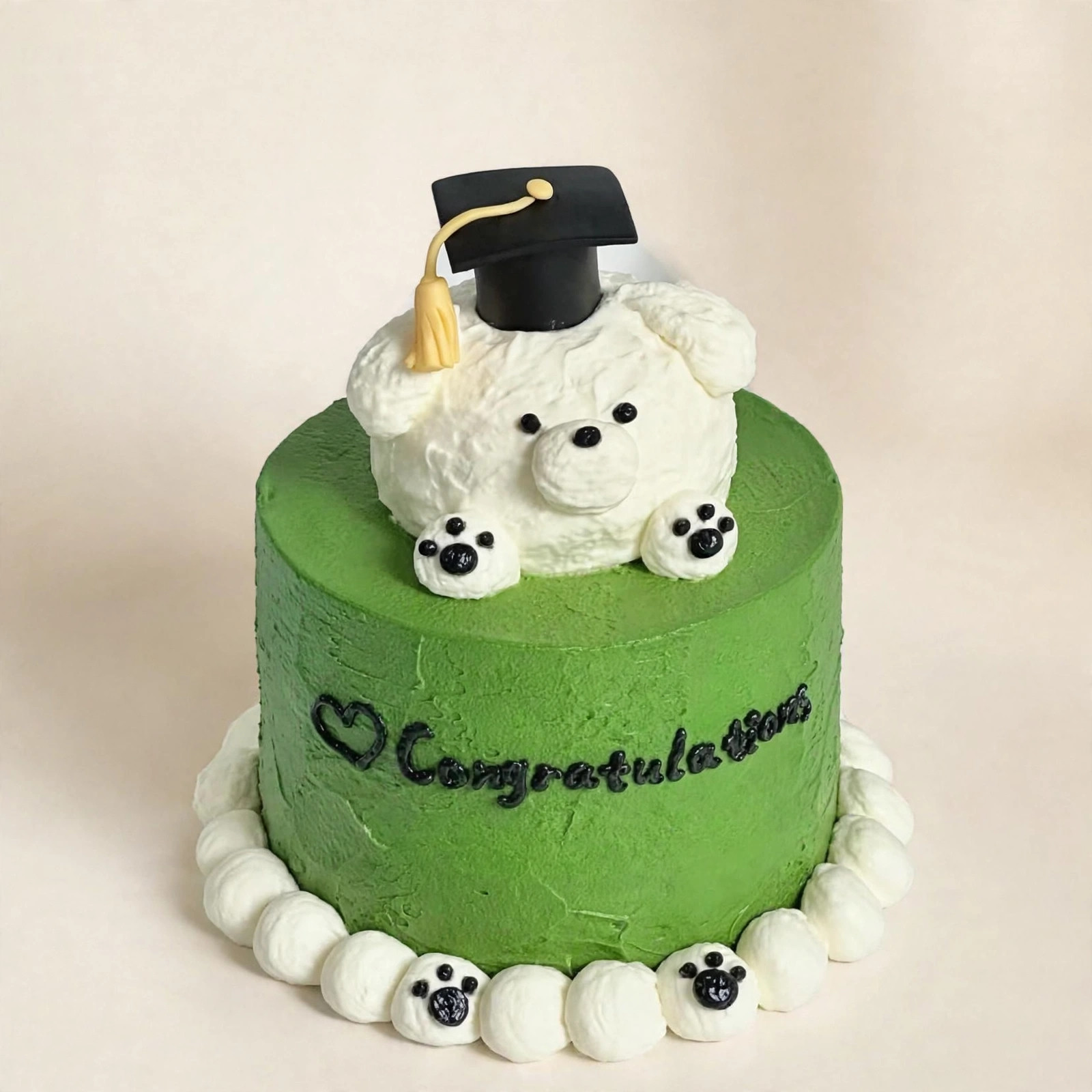 Puppy Paw Graduation Cake — HoneyMe Bakery, Bellevue