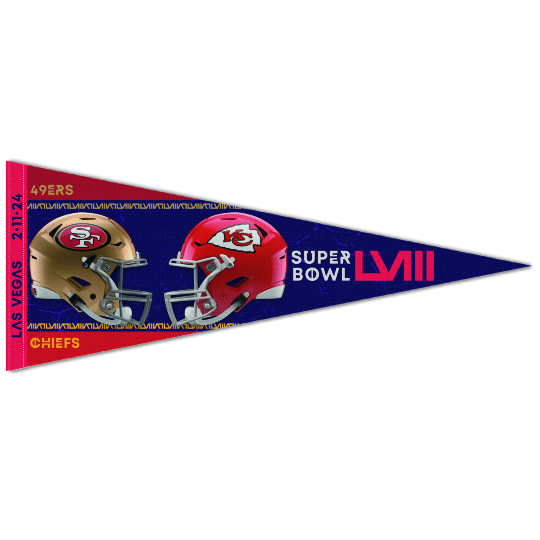 Kansas City Chiefs Vs San Francisco 49ers Super Bowl LVIII Dueling Premium Pennant 12x30"