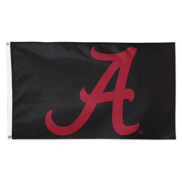 Alabama Crimson Tide Deluxe Black Primary Logo Flag 3x5'