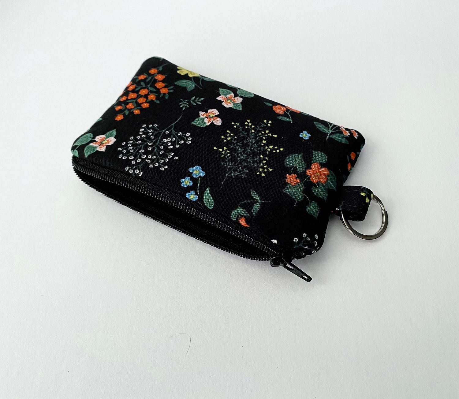 Keychain Pouch – Wildflowers on Black, photo 3 of 4