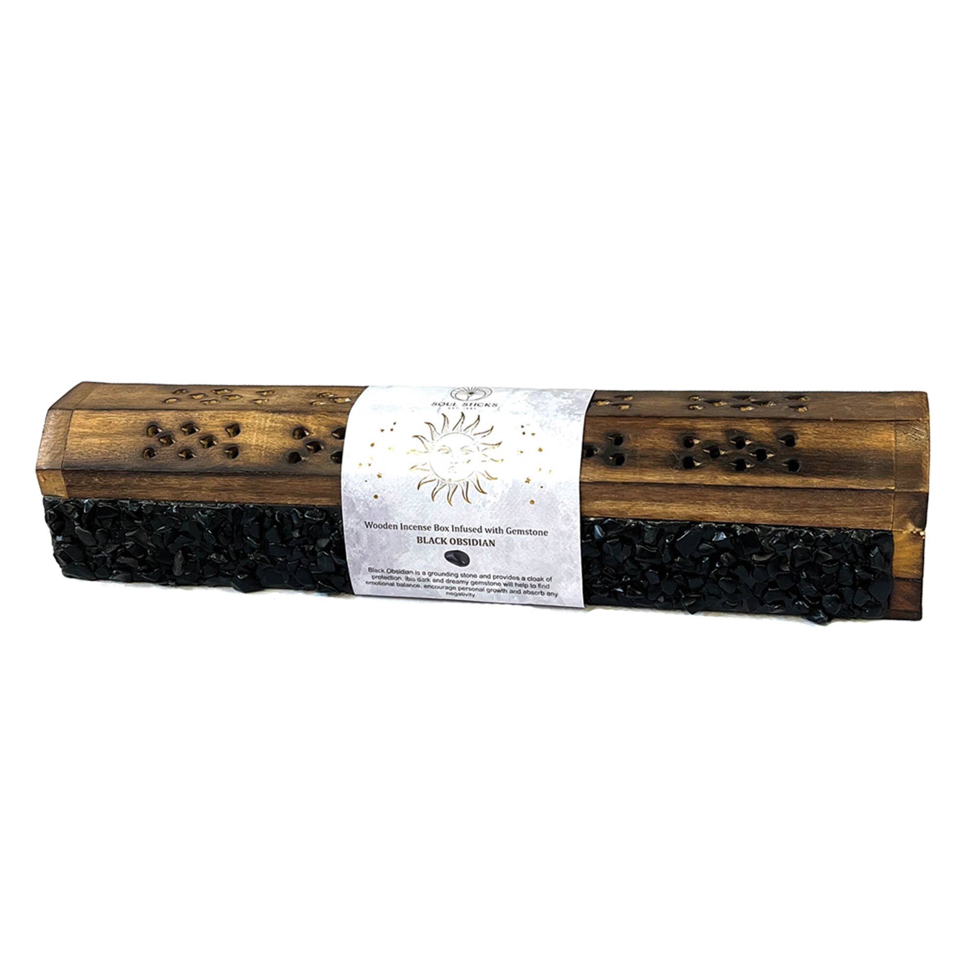 Soul Sticks - Black Obsidian Elements Crystal Wooden Coffin Box