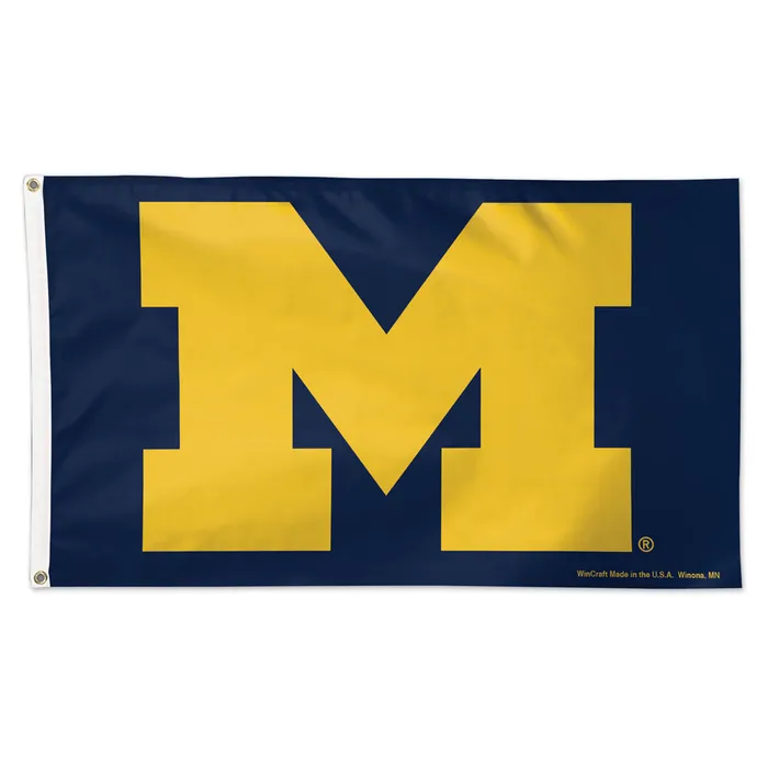 Michigan Wolverines Deluxe Navy Primary Logo Flag 3x5'