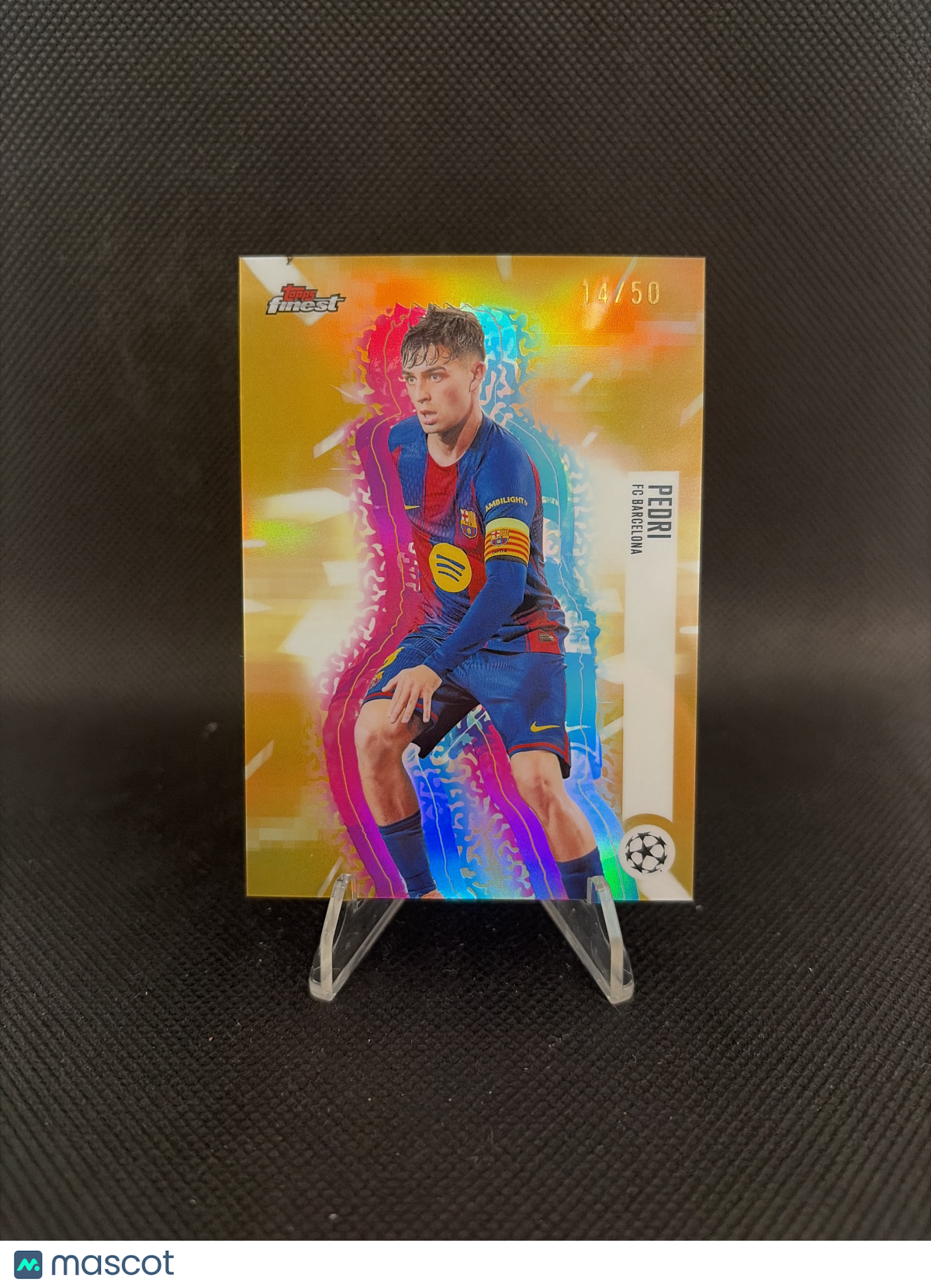 2026 Topps Finest UEFA Champions League Pedri Hologlow Gold Variation /50