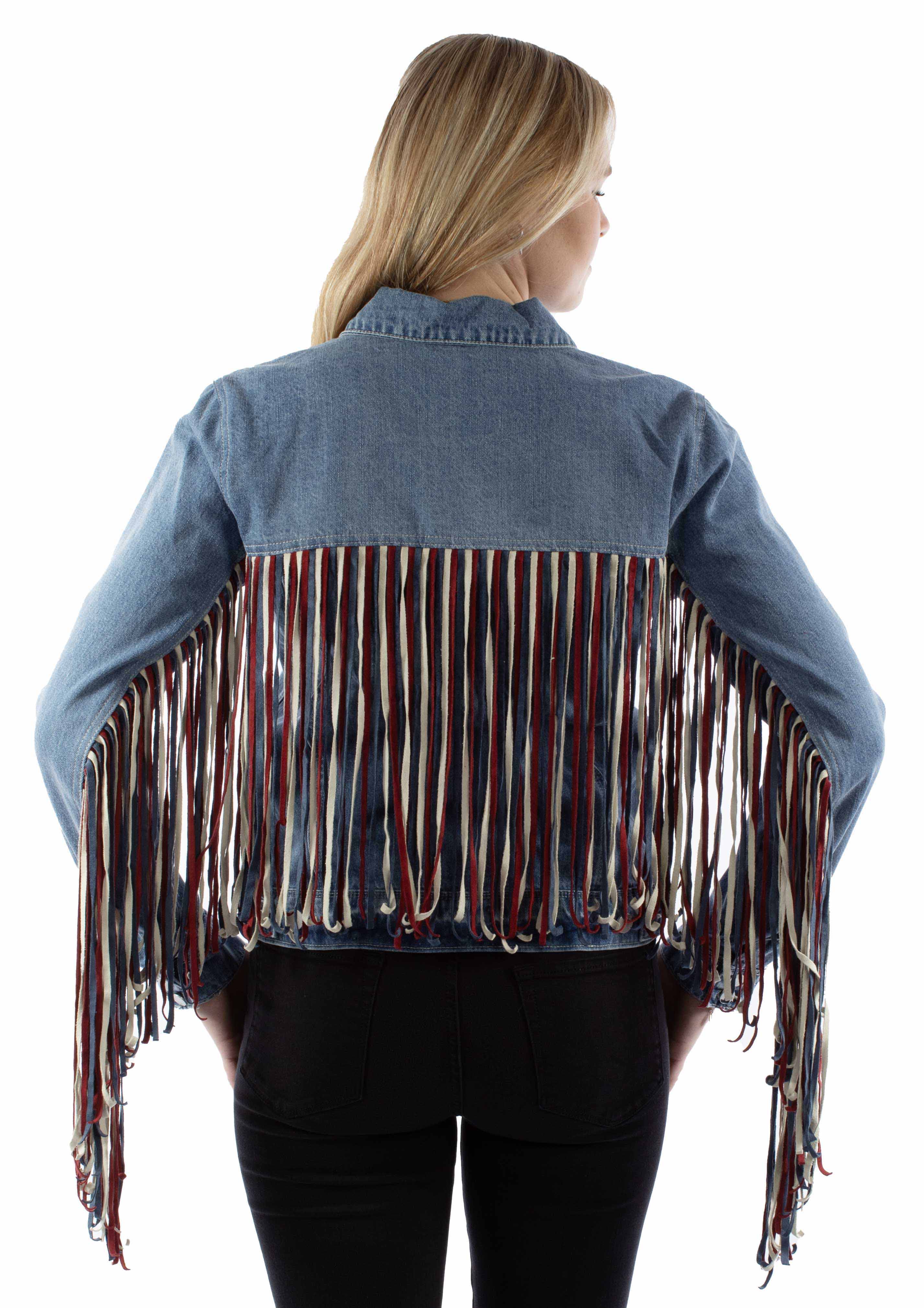 Denim Jacket W/Vintage Fringe Colors