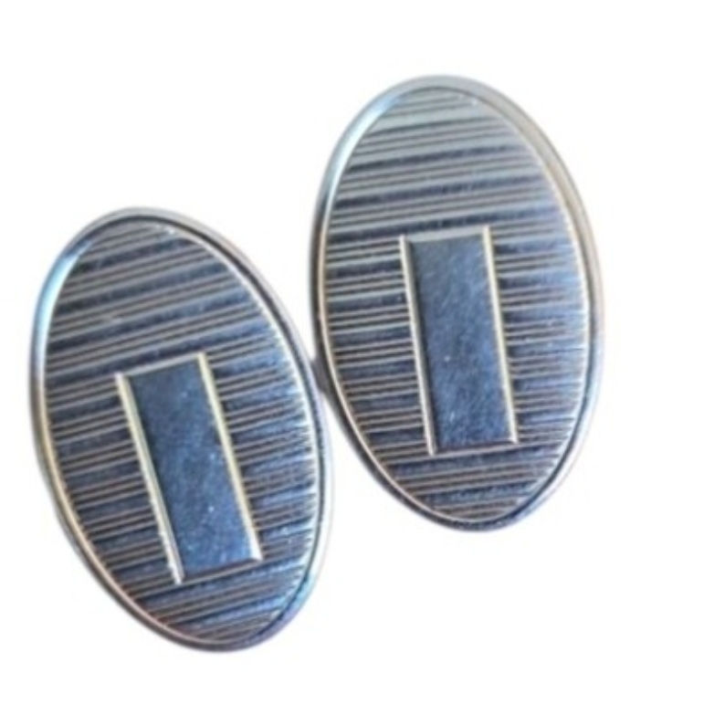 Vintage Silver-Tone Striped Oval Cufflinks