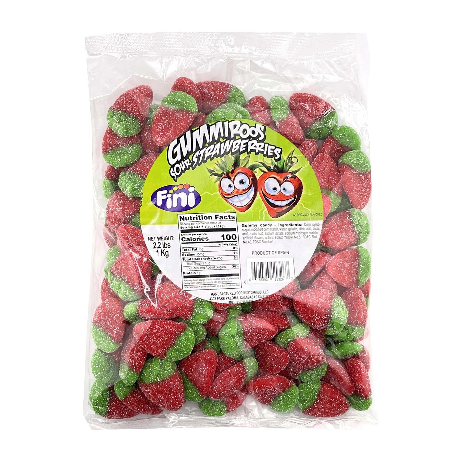 Fini Spain Gummiroos Sour Strawberry Gummies  2.2 lbs