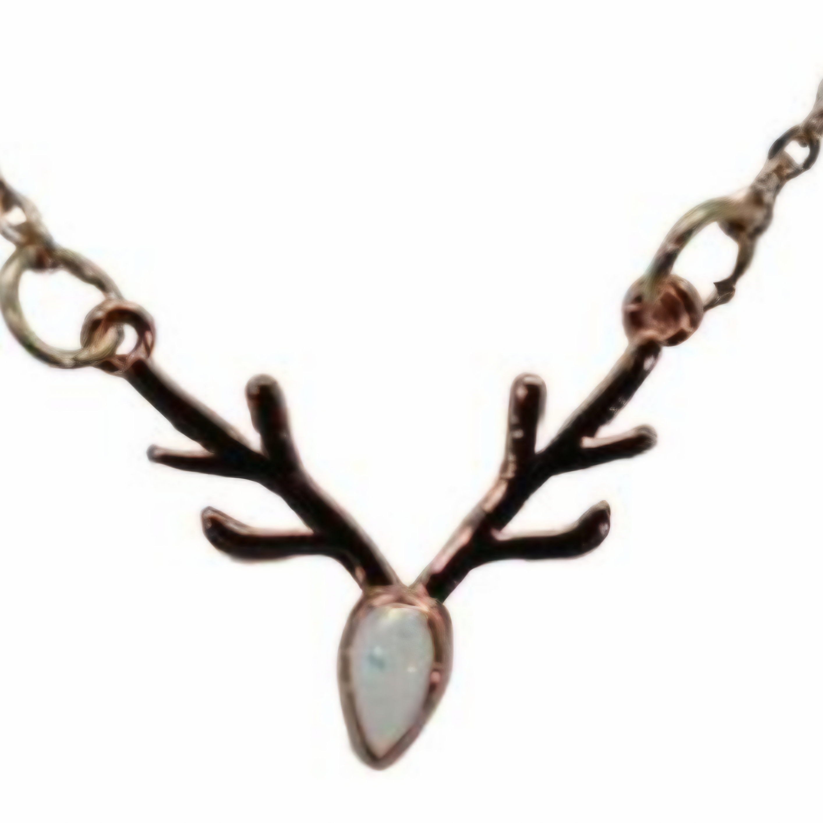 Antler Deer Head opalite necklace