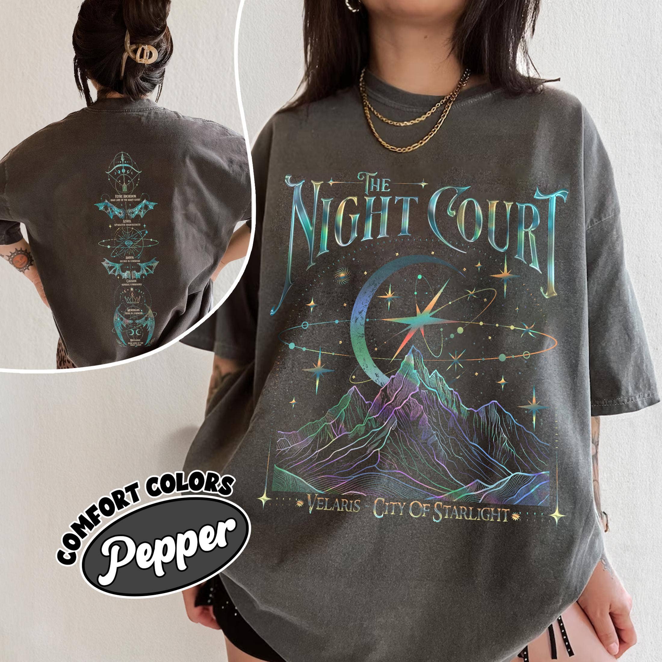 M Velaris Night Court 2 Sided Court of Dreams & Inner Circle: T-shirt / Pepper, M