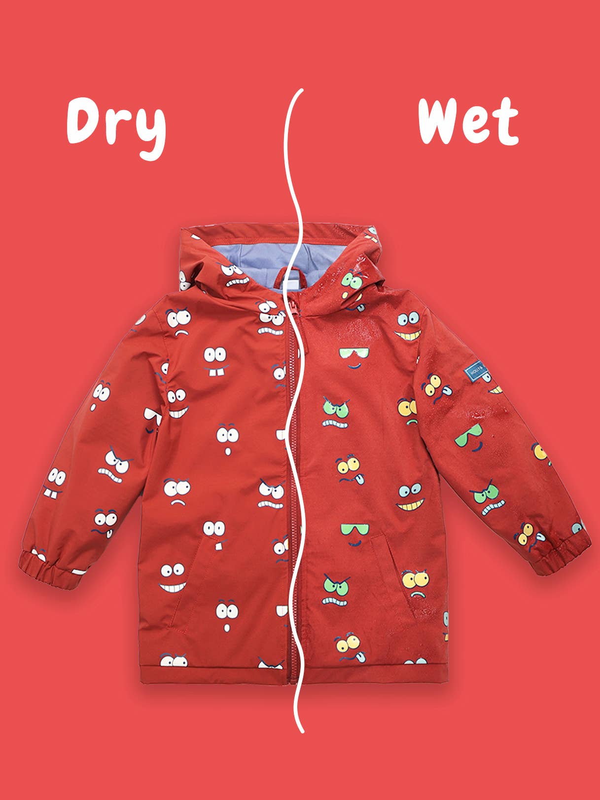 Red Eyes and Faces Color Changing Raincoat: 2-3T