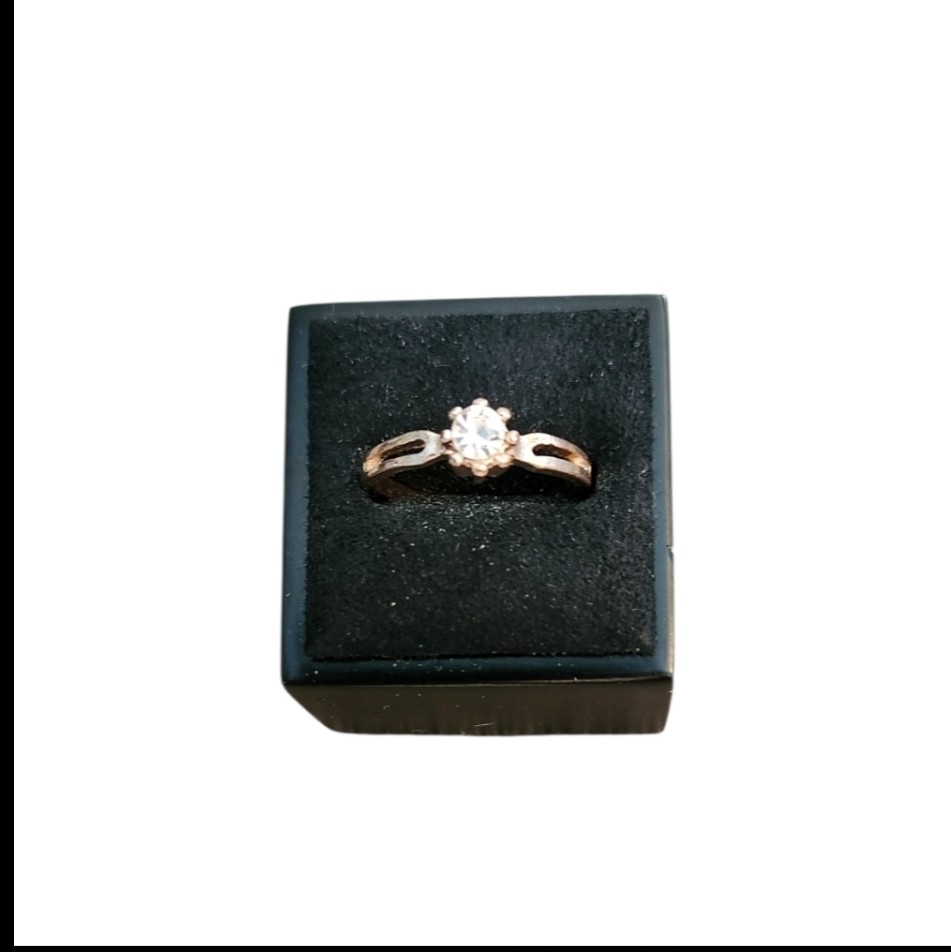 Size 6 Gold Toned Rhinestone Solitaire Ring