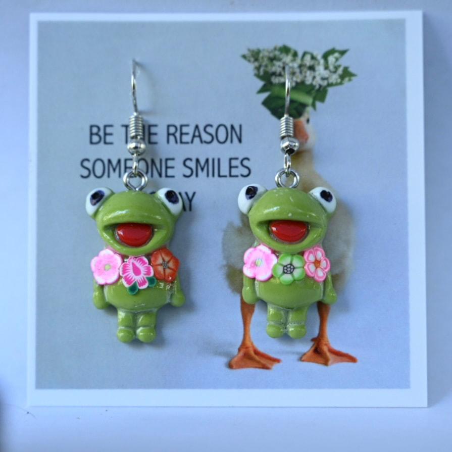 Frog Flower Earrings
