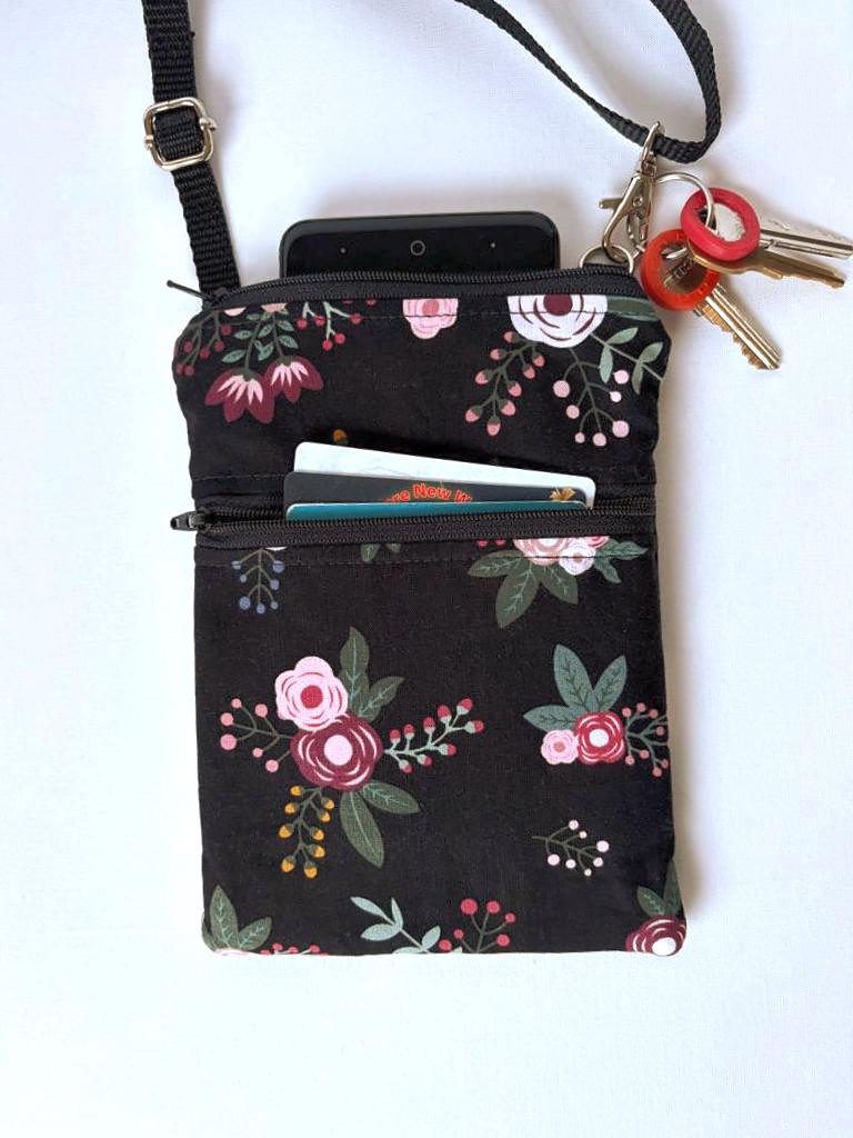 Small Crossbody Bag – Sweet Floral on Black, photo 2 of 6