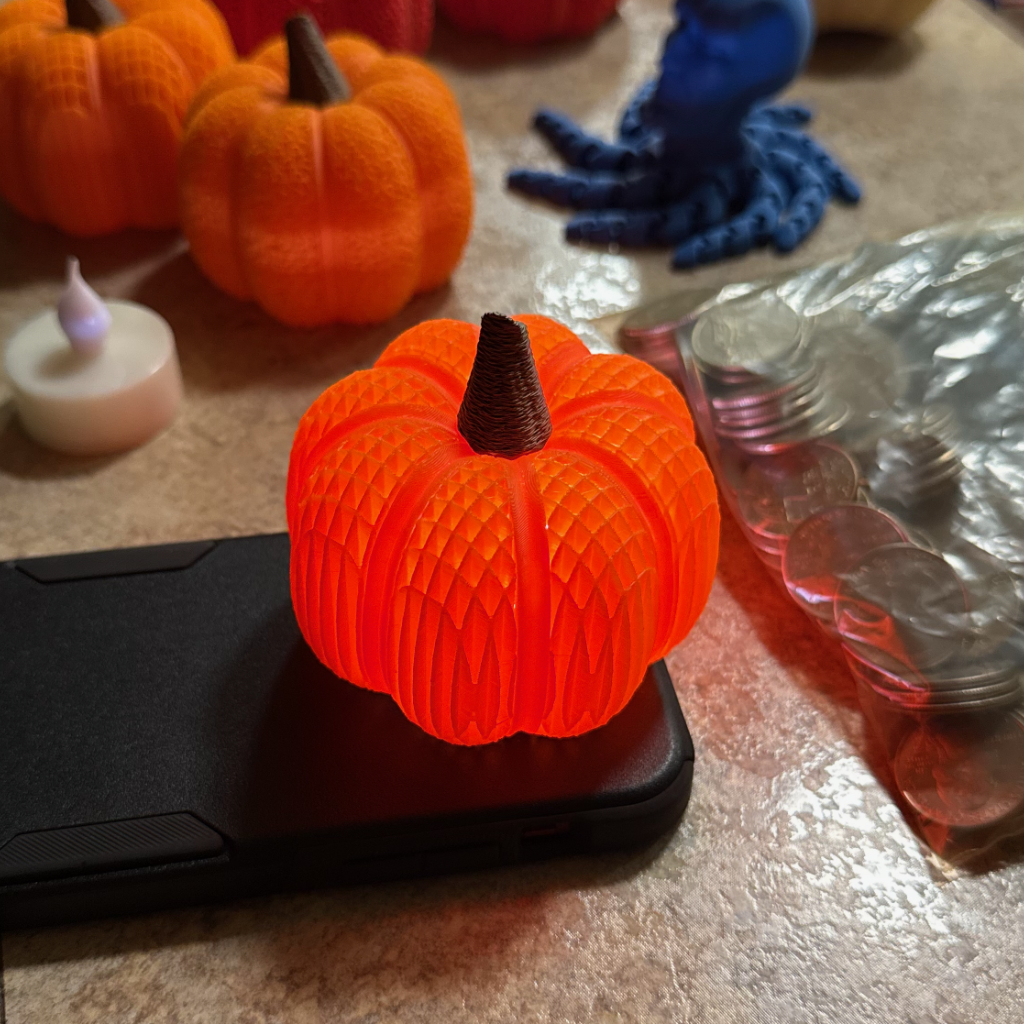 Pumpkin LED Tealight Holder - Lit