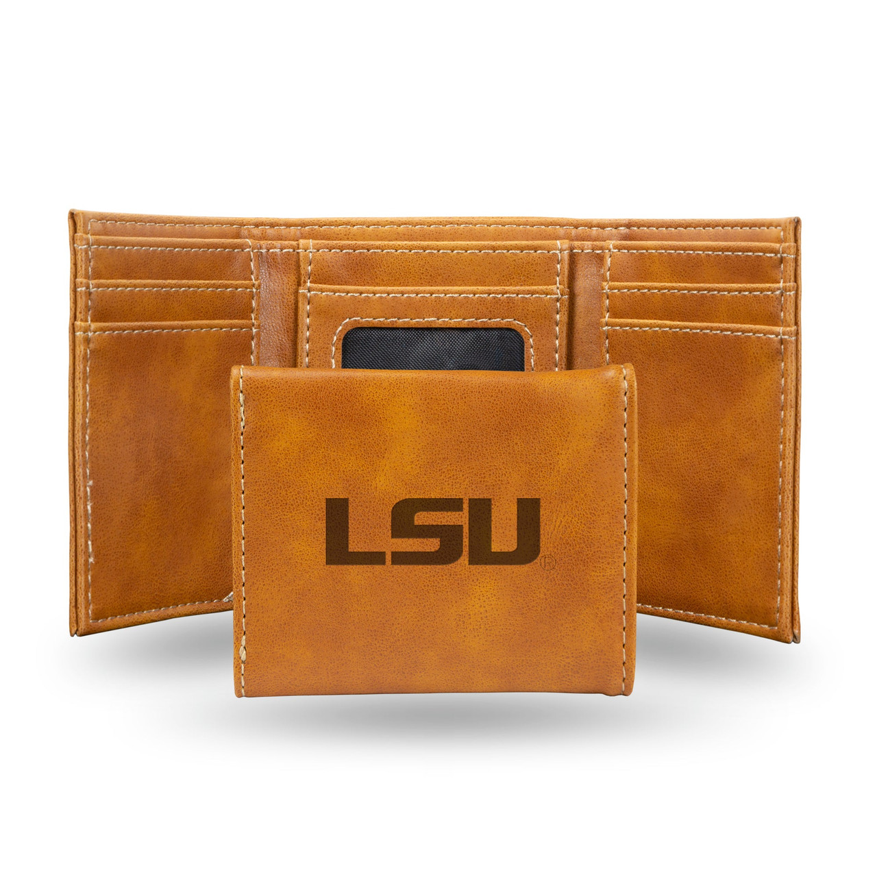 LSU Tigers Laser Engraved Trifold Leather Wallet